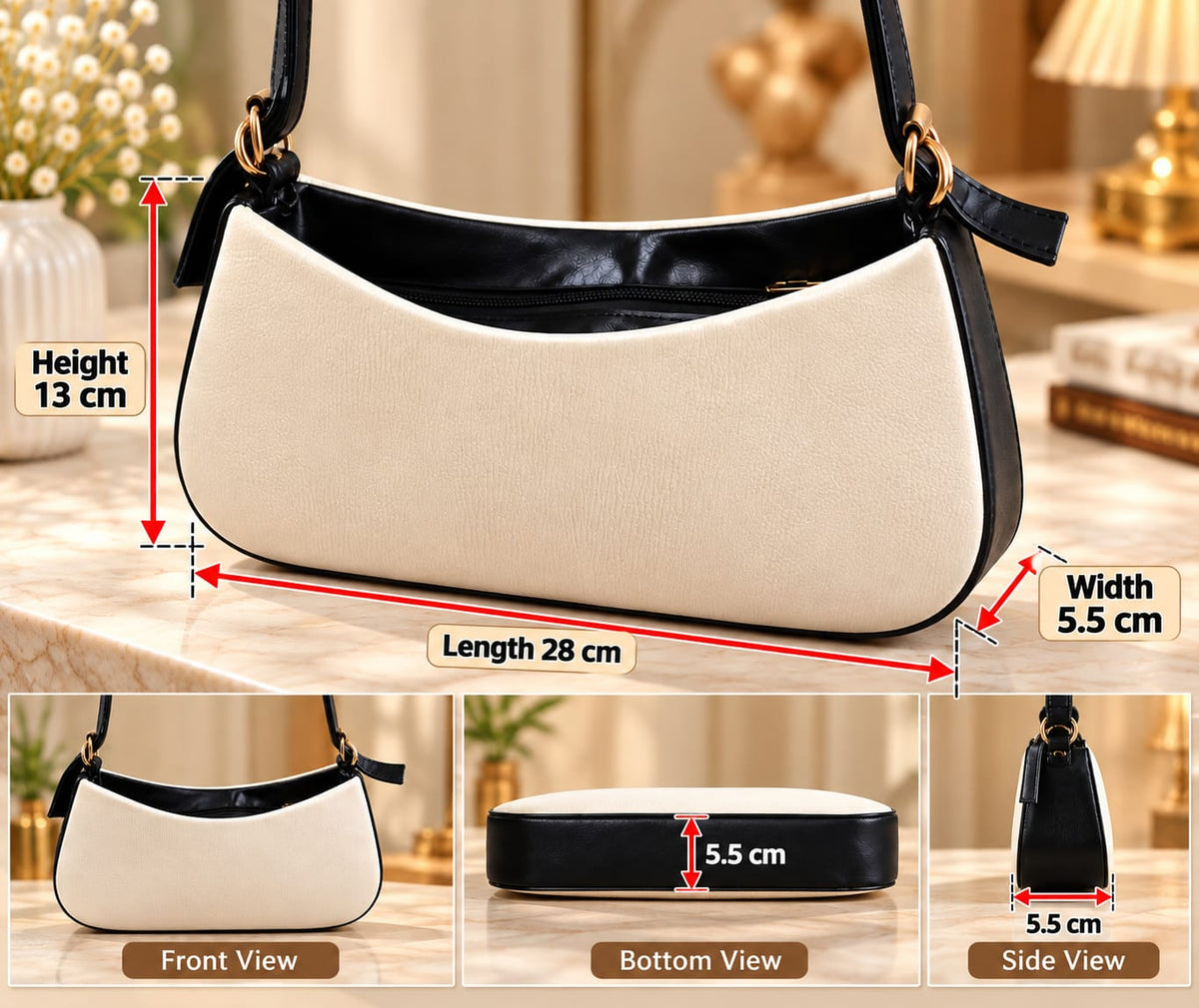Women’s Premium Beige Sling Bag with Adjustable Shoulder Strap