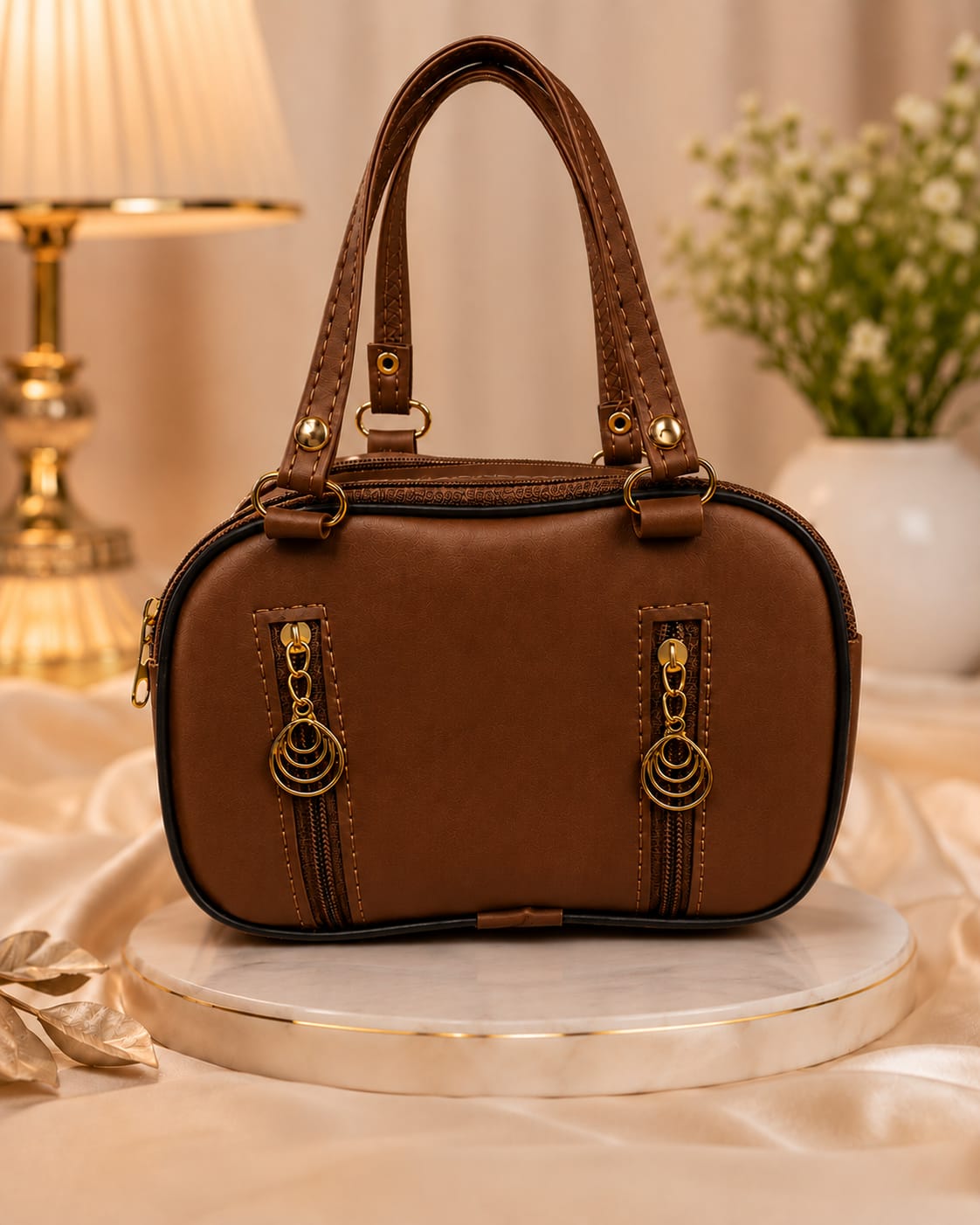 Premium Quilted Tote Handbag for Women | Elegant PU Leather Shoulder Bag | Sky Blue