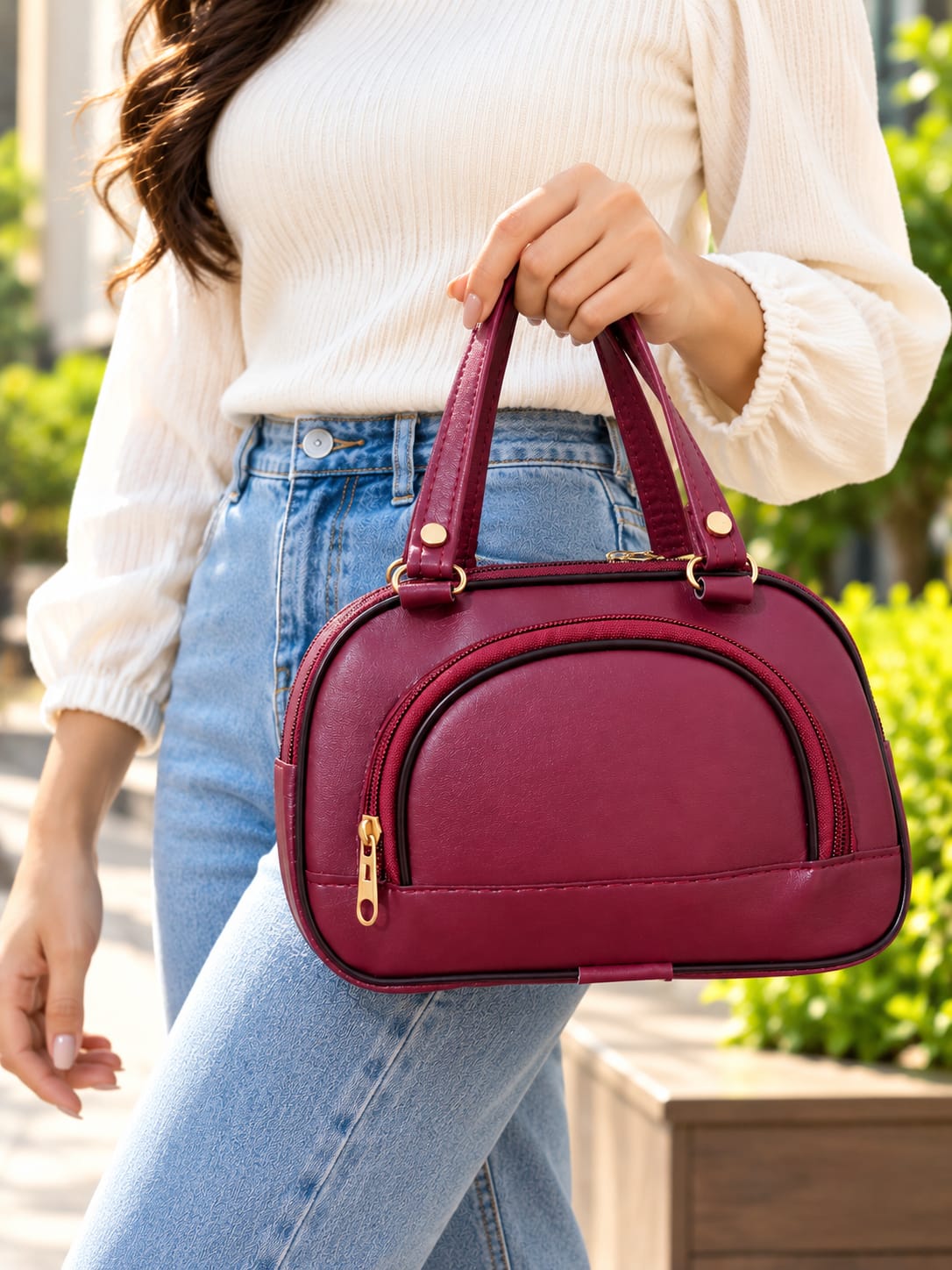 Maroon Purple Ladies Handbag for Women & Girls