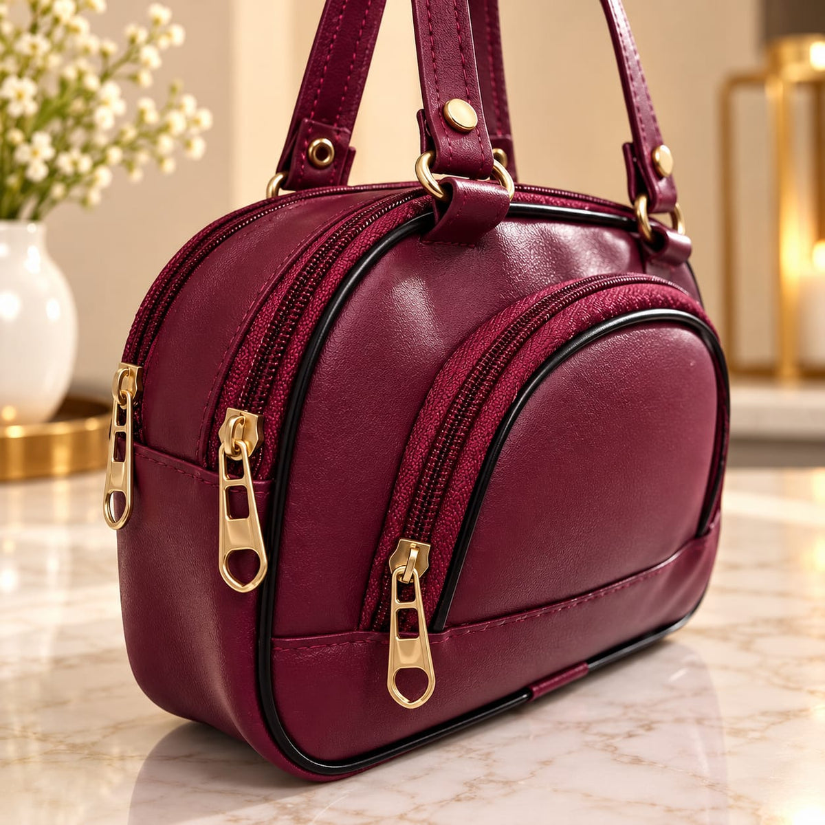 Maroon Purple Ladies Handbag for Women & Girls