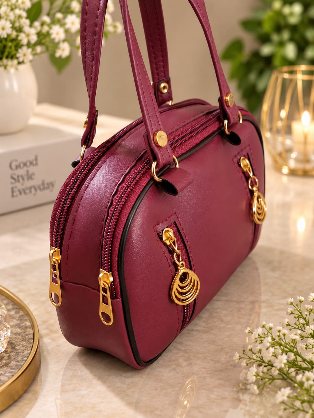 Maroon Stylish Ladies Handbag for Women & Girls