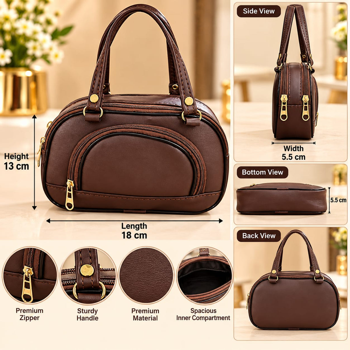Brown Stylish Ladies Handbag for Women & Girls