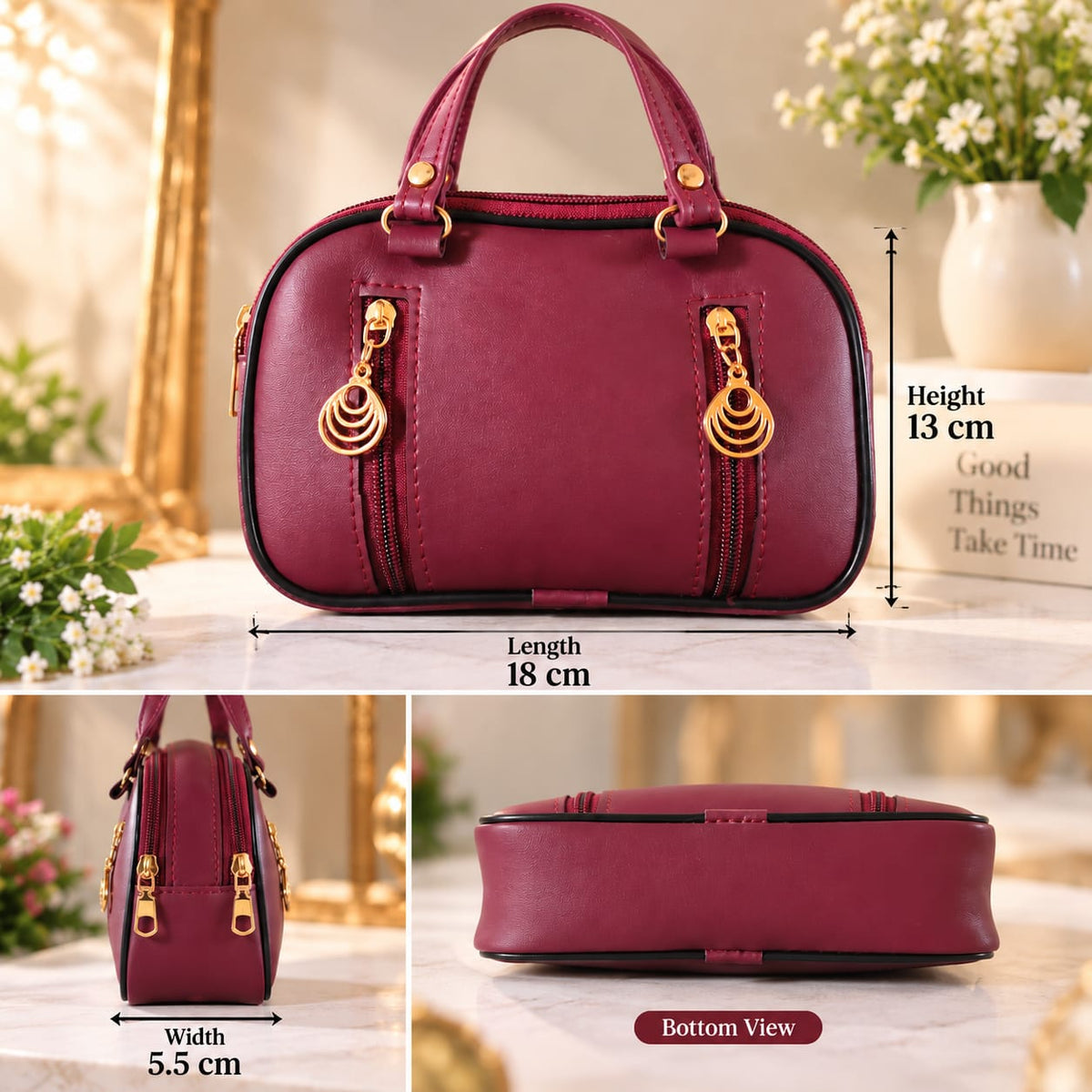 Maroon Stylish Ladies Handbag for Women & Girls